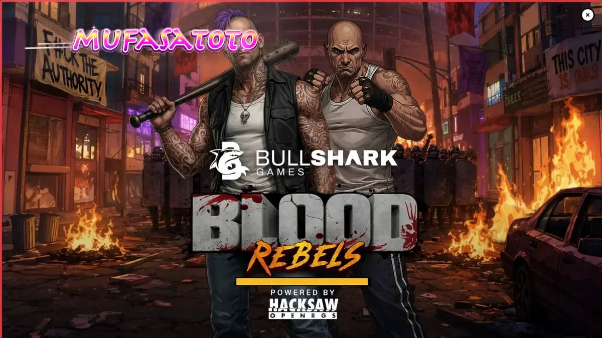 Tampilan visual slot Blood Rebels dengan tema urban yang kelam